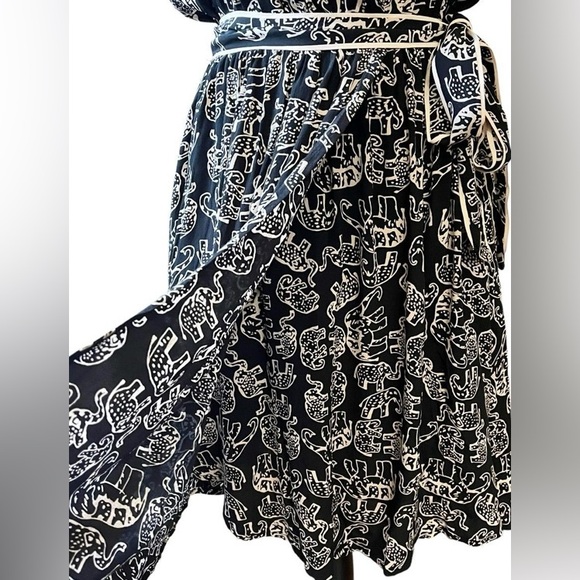 Anthropologie Maeve Black Noronha Elephant Print Dress Size Small - Picture 5 of 9